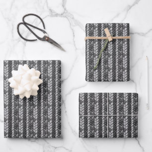Grey Knitted Wool Wrapping Paper Sheet