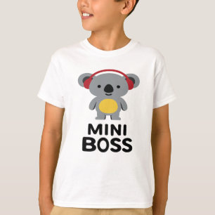Grey Koala Bear with Headphones – Mini Boss T-Shirt