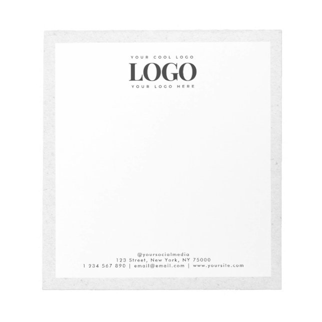 Grey Kraft Add Your Rectangle Business Logo Text  Notepad (Front)