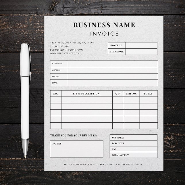 Grey Kraft Earthy Custom Business Invoice Receipt  Letterhead (Creator Uploaded)