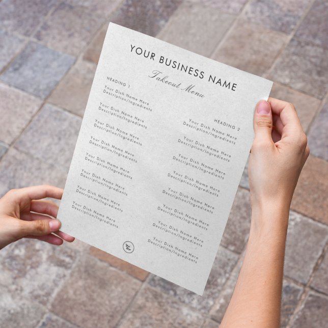 Grey Kraft Elegant Restaurant Takeout Menu & Logo (Creator Uploaded)