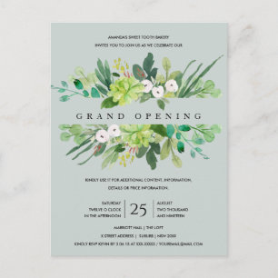 GREY KRAFT FOLIAGE FRAME GRAND OPENING CEREMONY POSTCARD