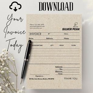 Grey Kraft Invoice Sales Receipt Small Business Card