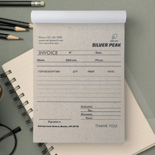 Grey Kraft Invoice Sales Receipt Small Business Notepad