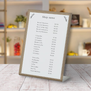 Grey, Kraft & Rustic Price List Pedestal Sign
