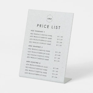 Grey Kraft Style Logo Price List Simple Minimalist Pedestal Sign