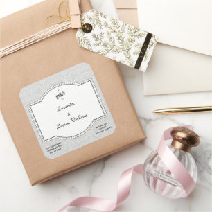 Grey Lace Damask Soap and Candle Label