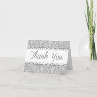 Grey Lace Thank You Card