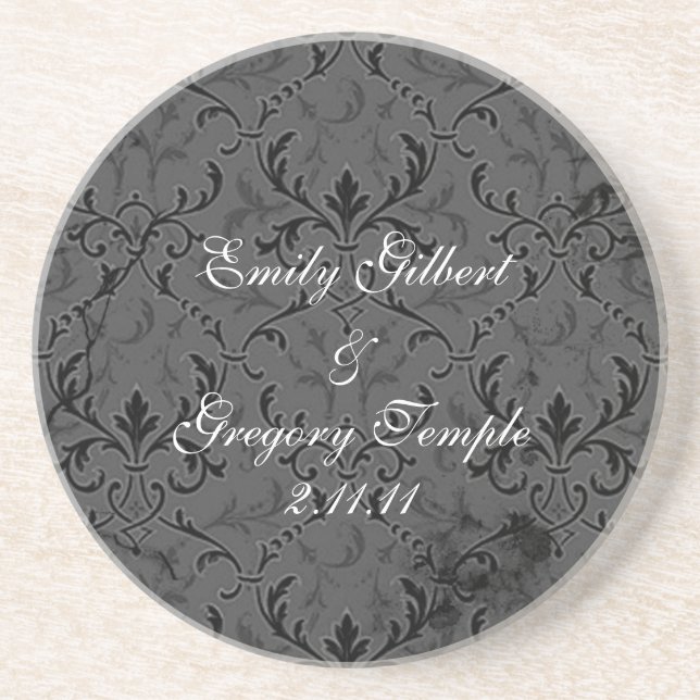 Grey Lace Wedding Favour Coasters (Front)