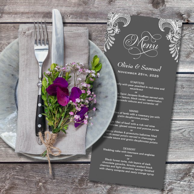 Grey Lace Wedding Menu (Creator Uploaded)