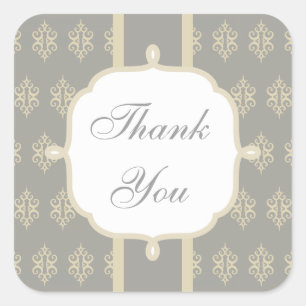 Grey Lace Wedding Party Thank You Stickers