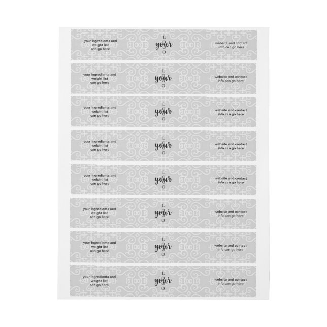 Grey Lace Wrap Around Soap Bar Label (Sheet)