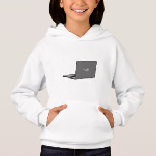Grey Laptop with Bird Logo Cartoon