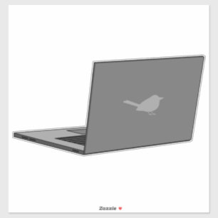 Grey Laptop with Bird Logo Cartoon