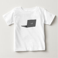 Grey Laptop with Bird Logo Cartoon