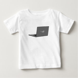 Grey Laptop with Bird Logo Cartoon Baby T-Shirt