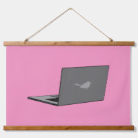 Grey Laptop with Bird Logo Cartoon