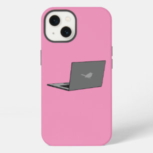 Grey Laptop with Bird Logo Cartoon iPhone 13 Case