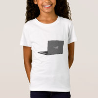 Grey Laptop with Bird Logo Cartoon