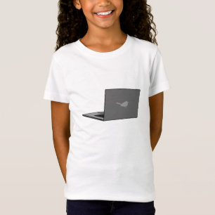Grey Laptop with Bird Logo Cartoon T-Shirt