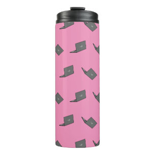 Grey Laptop with Bird Logo Cartoon Thermal Tumbler