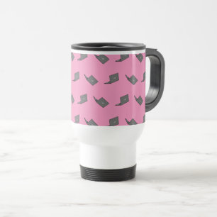 Grey Laptop with Bird Logo Cartoon Travel Mug