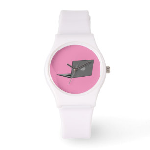 Grey Laptop with Bird Logo Cartoon Watch