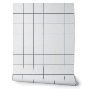 Grey Large Windowpane Plaid Wallpaper