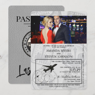 Grey Las Vegas Passport Wedding Invitation