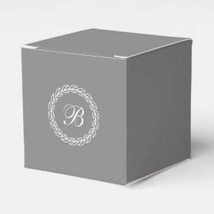 Grey Laurel Wreath with Custom Monogram Favour Box