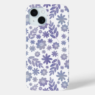 Grey & Lavender Floral Pattern iPhone 15 Case