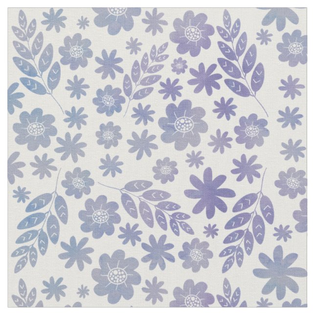 Grey & Lavender Floral Pattern Fabric (Close Up)