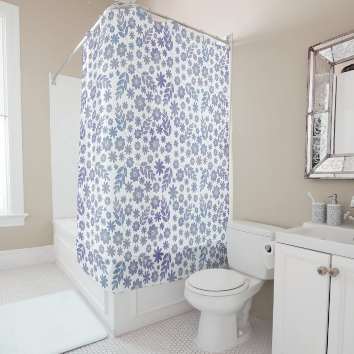 Grey & Lavender Floral Pattern Shower Curtain Zazzle.co.uk