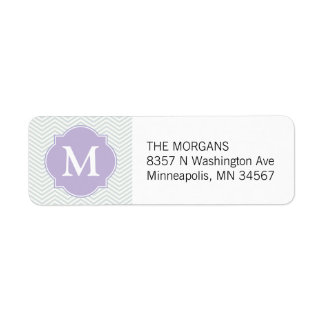 Grey & Lavender Modern Chevron Custom Monogram