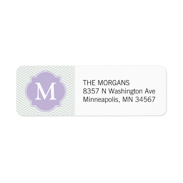 Grey & Lavender Modern Chevron Custom Monogram (Front)