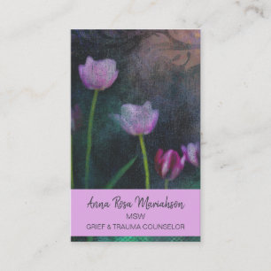 *~* Grey Lavender Pink Tulip Grunge Shabby Vintage Business Card