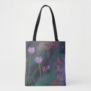 *~* Grey Lavender Pink Tulip Vintage Shabby Grunge Tote Bag