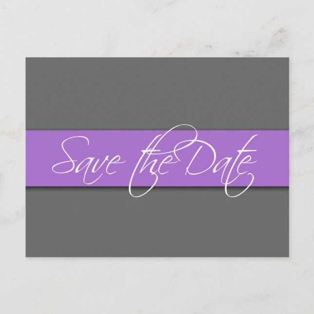 Grey Lavender Save the Date Postcards Wedding (Front)