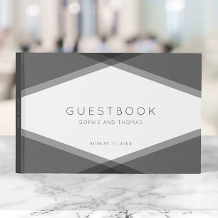 Grey Layered Geometric Modern Wedding Guest Book