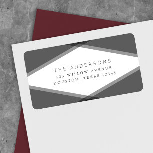 Grey Layered Geometric Return Address Label