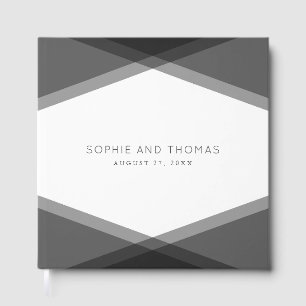 Grey Layered Geometric Wedding Guest Book
