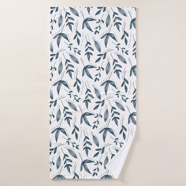 grey leaf pattern bath towel (Bath Towel)