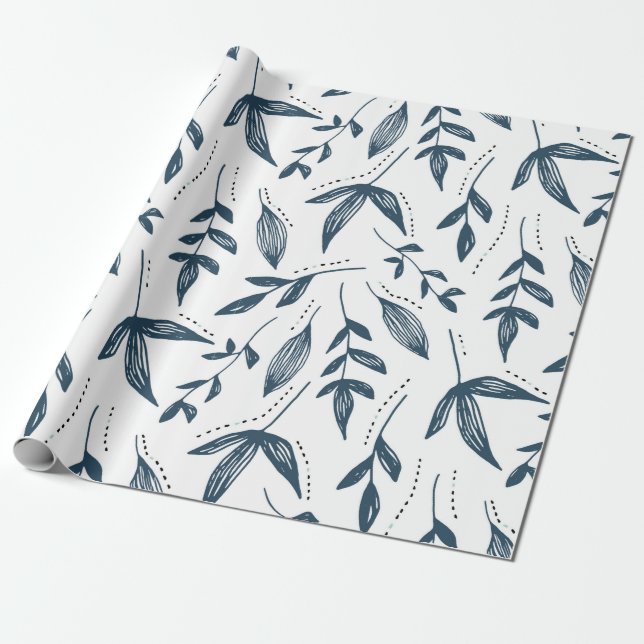 grey leaf pattern wrapping paper (Unrolled)