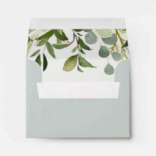 GREY LEAFY GREEN GOLD FOLIAGE RSVP RETURN ADDRESS ENVELOPE