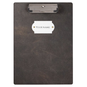 Grey leather  clipboard