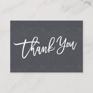 Grey Leather hand written Thank you customer Enclosure Card