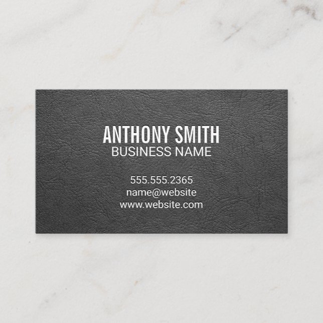 Grey Leather Luxury Business Card (Front)