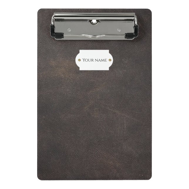 Grey leather mini clipboard (Front)