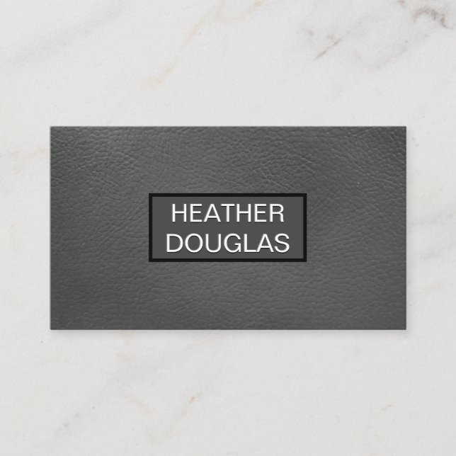 Grey Leather Pattern Business Card (Front)