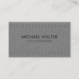 Grey Leather Stitched   Luxury Business Card